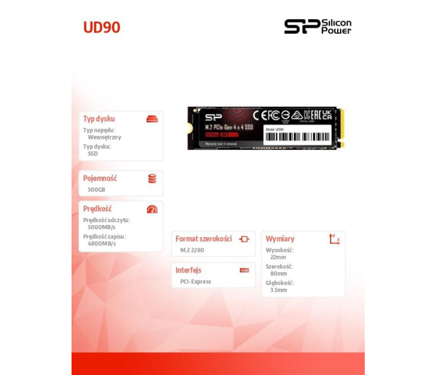 Silicon Power 500GB M.2 PCIe Gen4 NVMe UD90 - 1053788 - zdjęcie 5